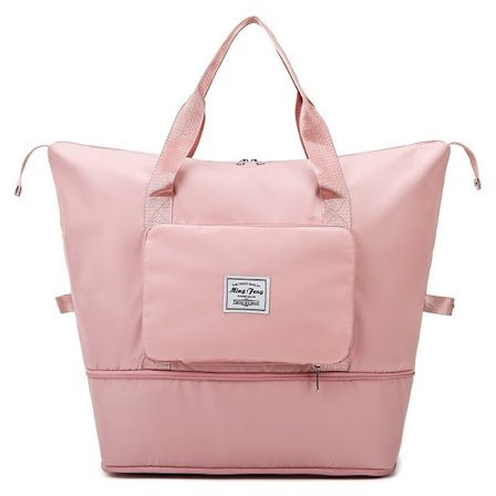 Hopfällbar resväska, stor kapacitet hopfällbar sport gym väska, lätt vattentät väska Holdall Tote Carry on Hand Luggage(rosa)