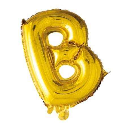 Ballong med bokstav, guldfärgad - B