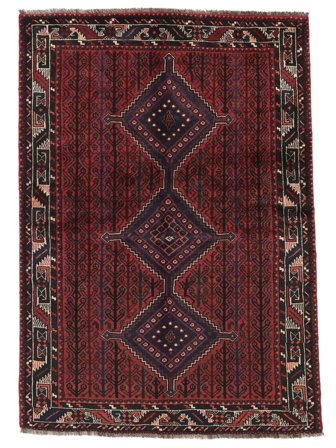 Handgeknoopt Shiraz Vloerkleed 146X205 Perzisch Wol Zwart/Donkerrood Klein