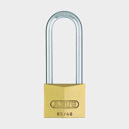 Padlock ABUS 65/50HB80, with long shackle, Ø8 mm, brass