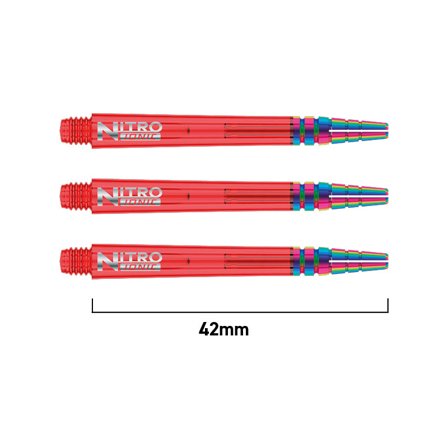 Red Dragon Darts Nitrotech Ionic Shafts 42mm - Polycarbonate Red/Blue/Green - 6 shafts, 2 sets