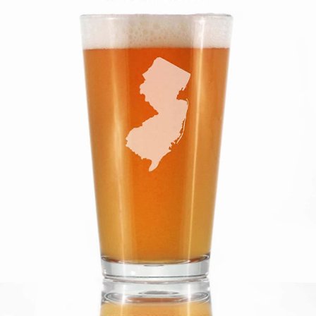 Jersey State Outline Pintglas til - Statstemainspireret drikkedekoration og gaver til Jerseyanske kvinder og mænd - 47 cl glas YHU
