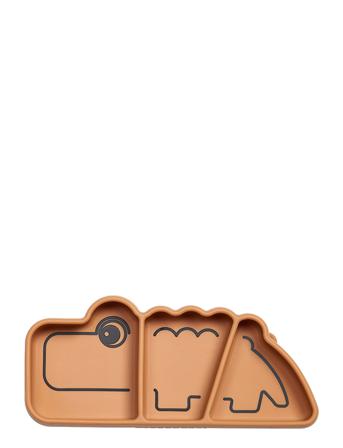Silic Stick&Stay Snackplate Croco Home Meal Time Plates & Bowls Plates Orange D By Deer