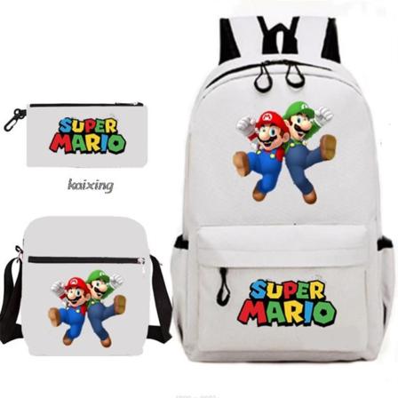 Super Mario 3kpl/ set Lasten reppu pojille koululaukku Takaisin kouluun -lahja Lavender 16 Inches