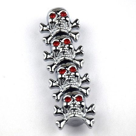 12 stk. Chrome Skull Ventilhætter Dæk Ventilhætter Bil Tilbehør Universal Ventilhætter til Bil SUV Truck Motorcykel Cykel Stor Sølv og Sort Skull Smal