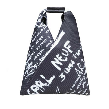 MM6 Maison Margiela, small japanese bag in printed mesh Czarny, Kobieta, Rozmiar: ONE Size
