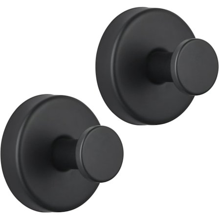 Matte Sorte Sugekop Kroge, Kraftige Kroge Uden Boring til Brusere og Badeværelser, Sikkert Greb til Håndklæder Badekåber på Glas Fliser Spejl