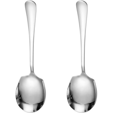 2 stk Store Serveringsskjeer i Rustfritt Stål, Serveringsskjeer i Sølv med Langt Håndtak