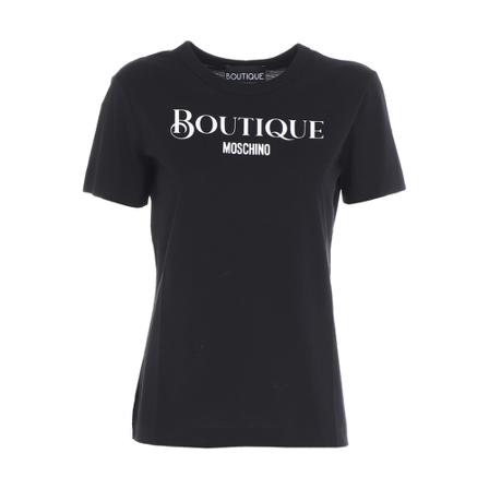 Boutique Moschino, Boutique Moschino T-shirts and Polos Black Zwart, Dames, Maat:XS,Katoen,print