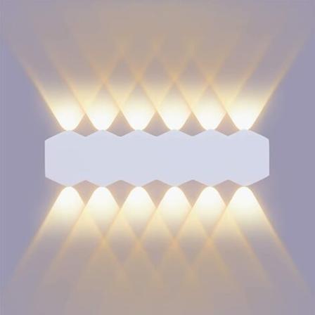 12W LED 31cm seinävalaisin Valkoinen sisävalaisin Moderni ylös alas spottiseinävalaisin alumiiniseinävalaistus lämmin valkoinen valo 3000K f