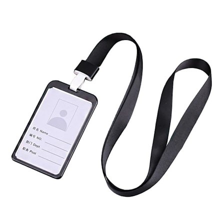 ID-korthållare i metall för passerkort/ID-kort med rem