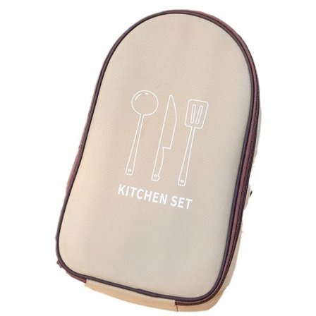 Bestikk oppbevaringspose, piknik bærbar kjøkkenutstyr håndveske, grill piknik bestikkpose, khaki uten bestikk