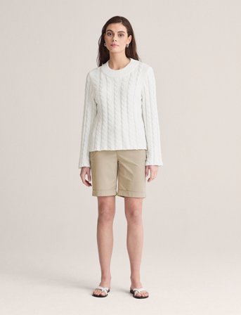 Newhouse Mandy Cable Sweater - White - S