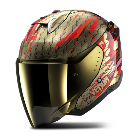 Halvhjelm Shark Skwal i3 Jet Svart/rød/gull M