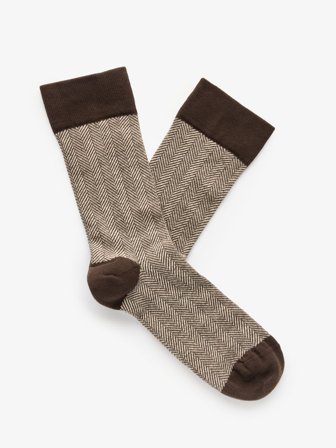 John Henric Men's Braune Fischgrätenmuster Socken Size Onesize