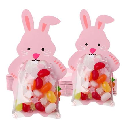 20 kpl pupun sellofaanipussia - Pääsiäisen makeiset karkkipussit, söpö sarjakuvapakkaus tervehdyskortein, suklaakarkki välipalakeksit juhla 