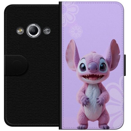 Kompatibel Tegnebogsetui til Samsung Galaxy Xcover 3 Pink Stitch kawaii motiv - sød lyserød karakter i tegneseriestil med blomster, perfekt til fans