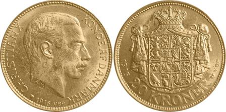 Danmark 1916 - Kong Christian X - 20 kr. guldmønt