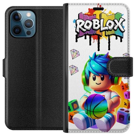 Kompatibelt Plånboksfodral till Apple Apple iPhone 12 Pro Färgstark Roblox-illustration med spelkaraktär, leksaker och energi, perfekt för spelent