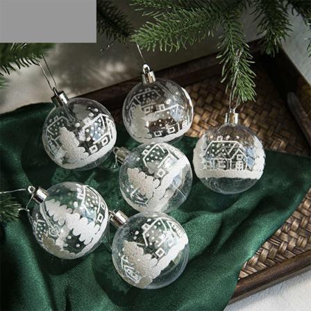 Print Snötryck Julbollsdekor 6 St Xmas Ornament