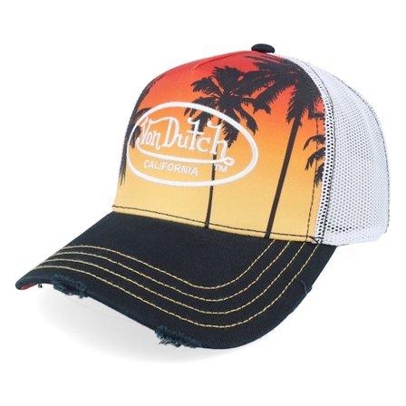 Von Dutch - Sort trucker Kasket - Embroidery Logo White/Multicolor/Black- A-Frame Trucker @ Hatstore