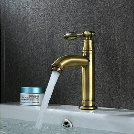 Retro Enhålshandtagsblandare Mässing Antik Koppar Bassängkran KLB