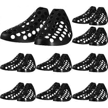 10 Par Store Skotræer i Plastik til Sneakers Ventilerede Skotræer Udvider til Sko og Støvler, Sort