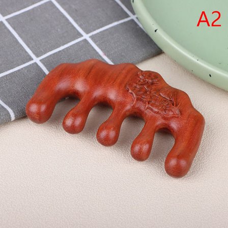 Body Meridian Massage Kam Sandelträ Fem breda tand kam Red