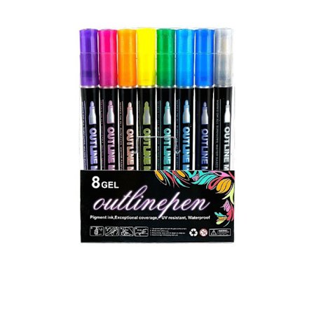 Glitter & Metallic Magic Gel Pens - 8 Färger Set för Påskpyssel, Scrapbooking & Barnpresenter