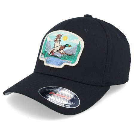 Wild Spirit - Schwarz flexfit Cap - Rouen Duck Patch Black Flexfit @ Hatstore