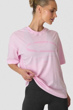 ICANIWILL - Essence Oversized T-shirt Print Bubblegum Pink - Dame - ICIW