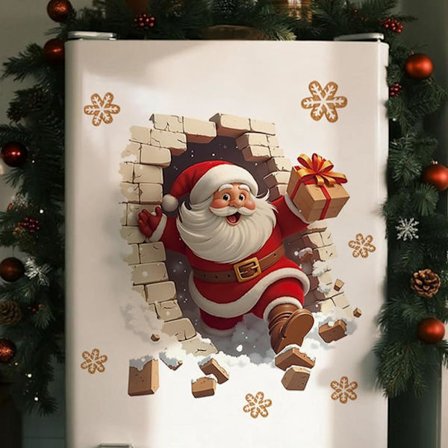 Santa Läpimurto Seinätarra, Irrotettavat Jouluiset Luovat Tarrat, Suuri 3D Joulupukki Tarra Kuori ja Kiinnitä, Joulu Loma (1 KPL 35*40CM)