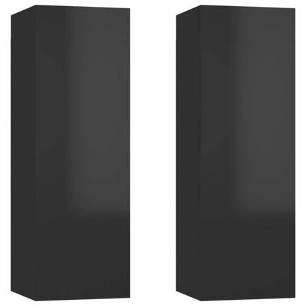 Vidaxl Tv-skåp 2 St Svart Högglans 30,5x30x90 Cm Konstruerat Trä Svart