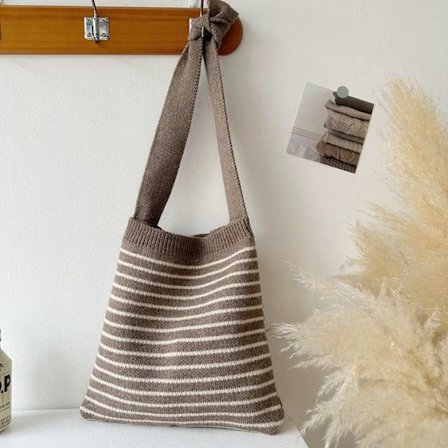 Stribede striktasker Håndvævet taske BRUN