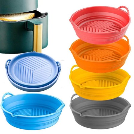 Rund Silikone Gryde Til Air Fryer BLÅ