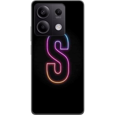 Yhteensopiva Puhelinkuori Xiaomi Xiaomi Redmi Note 13 Neonkirjain S kirkkaissa pinkissä ja sinisissä sävyissä tummaa taustaa vasten, siisti kirjai