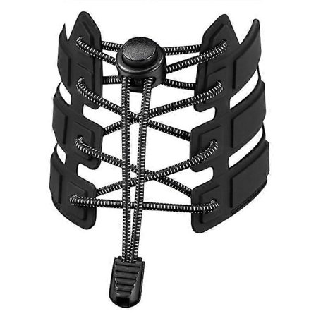 Elastiske skolisser med snøring - Du trenger ikke å knyte skoene dine Svart (1 par)