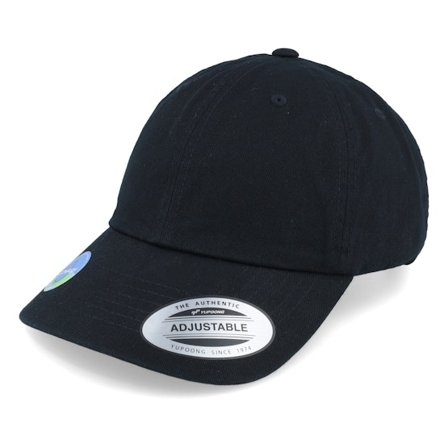 Yupoong - Musta unconstructed Lippis - Black Ecowash Dad Cap @ Hatstore
