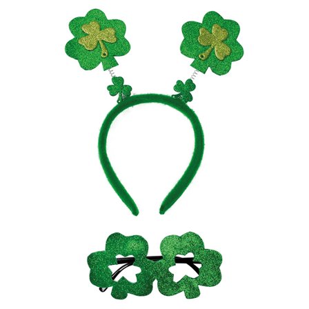 St. Patricks Day Diadem og Briller Kløver