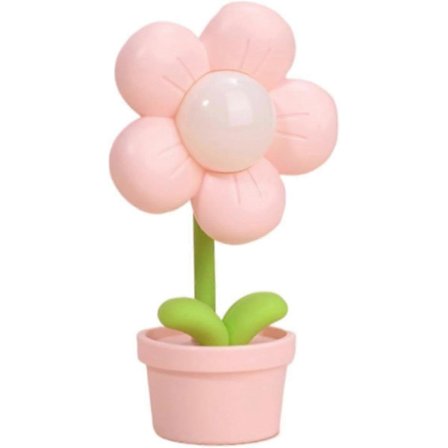 Mini Blomma Nattlampa Söt Atmosfär Sänglampa Kreativ Skrivbordsdekoration Rymdlampor 250 mah batteri (Rosa, One Size)