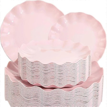 Sett med 24 rosa tallerkener, gjenbrukbare middagstallerkener, slitesterke og mikrobølgeovn- og oppvaskmaskinsikre, fat for fester, lette tallerkener 