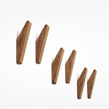 Sæt med 6 trævægsophæng, trækroge, vægkroge