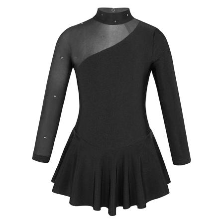Barn Lycra Ballroom Mock Neck Tyll Rygg Konståkning White 14