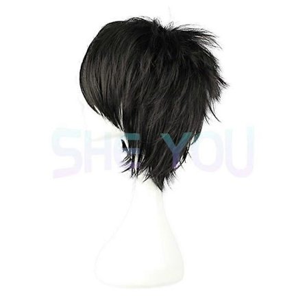 Anime Death Note L Cos Parykk Herr L.Lawliet Kort Svart Varmebestandig Syntetisk Fluffy Hår Pelucas Cosplay Parykker + Parykknett Wig Only