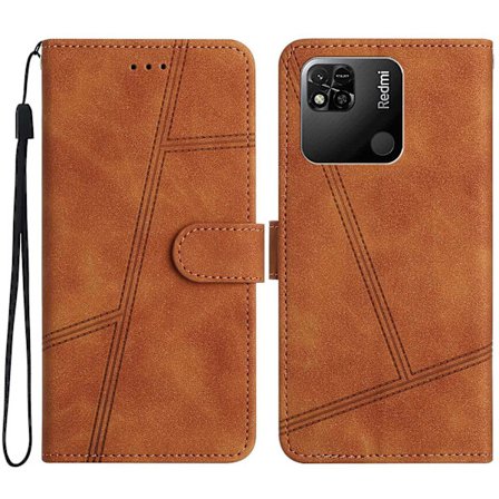 För Xiaomi Redmi 10a Phone Case Skin-touch Feeling Retro Pu Läder Sylinje Dekor Cover