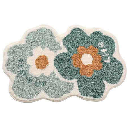 Enkel blommig badrumsmatta, halkfri och absorberande, fräsch entrématta, sovrumsmatta, dörrmatta