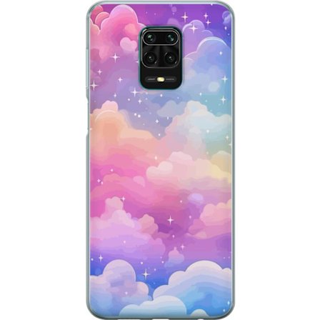 Kompatibelt Mobildeksel til Xiaomi Redmi Note 9 Pro Søt enhjørning med regnbuefarget hår mot en stjernebelagt pastellbakgrunn i kawaii-stil