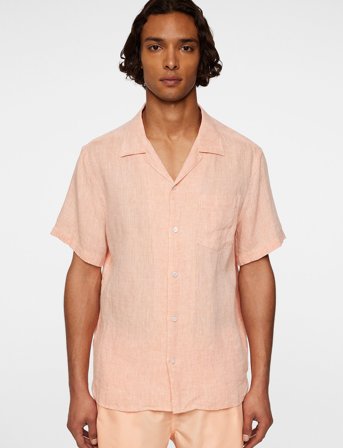 J. Lindeberg Elio Linen Melange Shirt - Orange - S