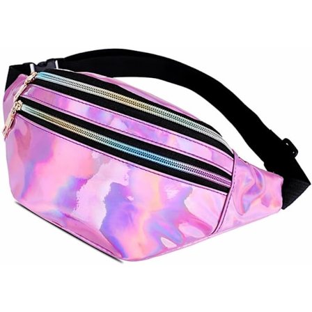(Rosa) Fashion Midjeväska Vattentät Holografisk Midjeväska Midjeväska Holografisk Axelväska Unisex Stor Kapacitet Messenger Bag
