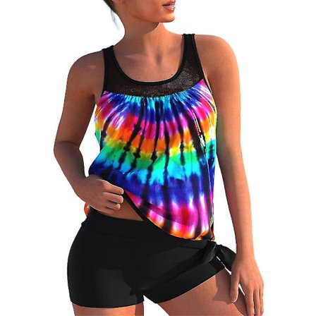 Stilful Tankini badedragt til kvinder med boyshorts 3XL Multifarvet